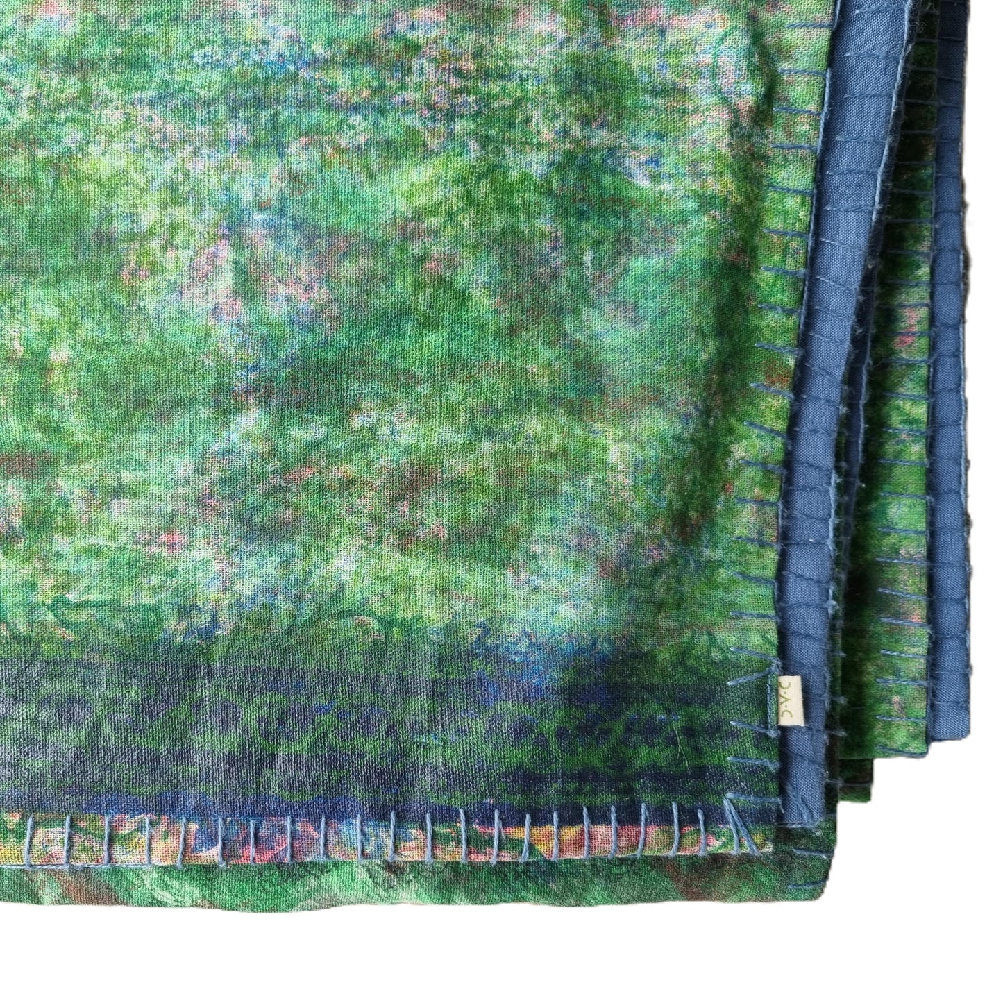 Full Kantha Dohar Quilt - Emerald Forest / Iris Blue - One-of-a-Kind