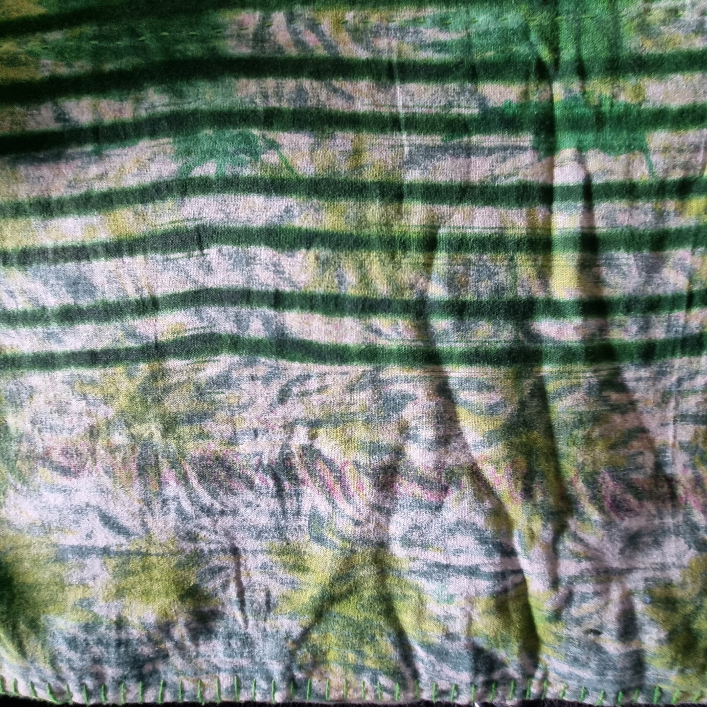 Full Kantha Doha Quilt - Bamboo Forest / Moss - One of a Kind