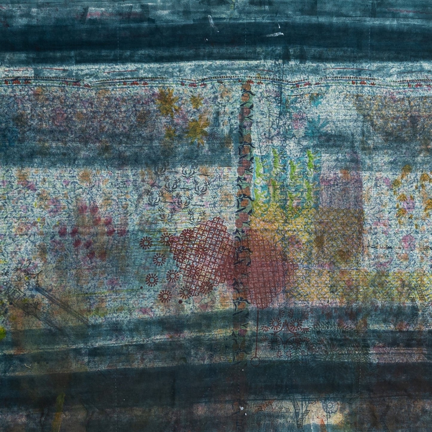 Half Kantha Doha Quilt - Blue Iris Q.BI 114