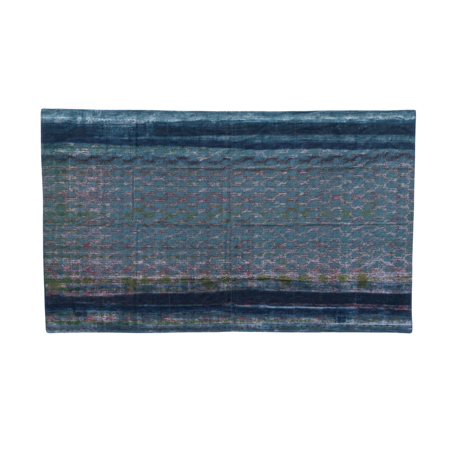 Half Kantha Dohar Quilt - Blue Mood / Blue Iris - One of a Kind