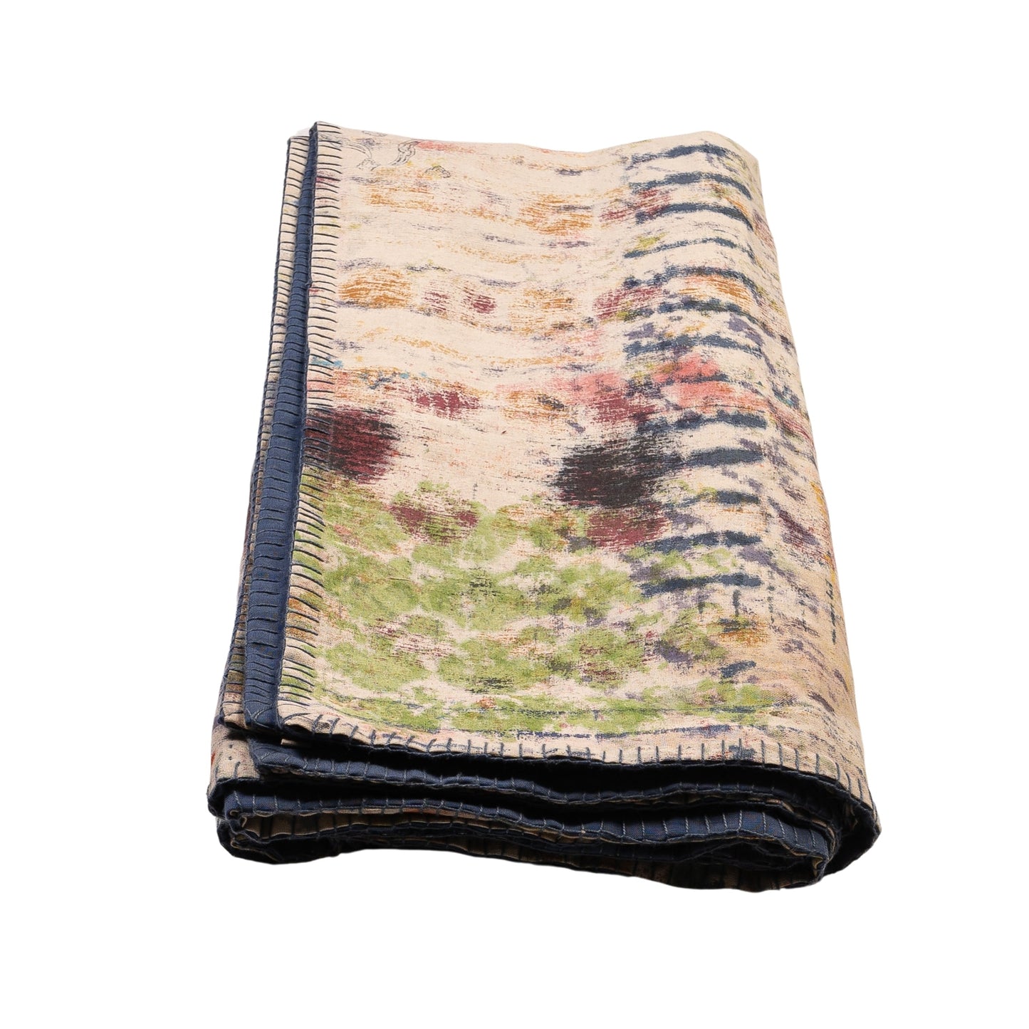 Half Kantha Dohar Quilt - Vintage Reverie in Blue / Blue Iris - One of a Kind