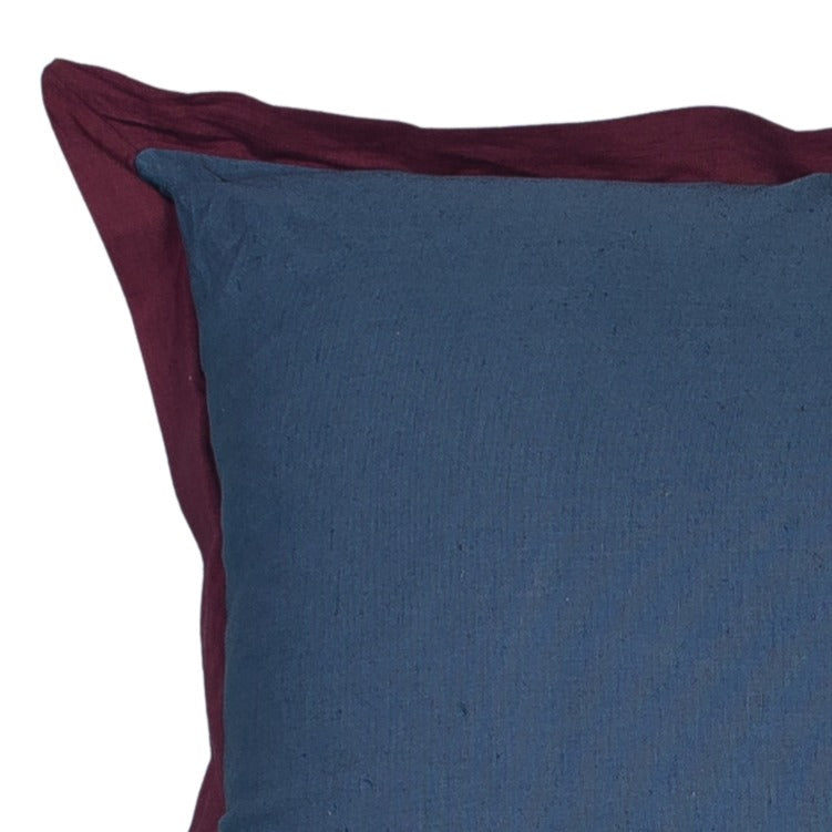 Euro Pillow Cover - 60 x 60cm Blue Iris with Damson border