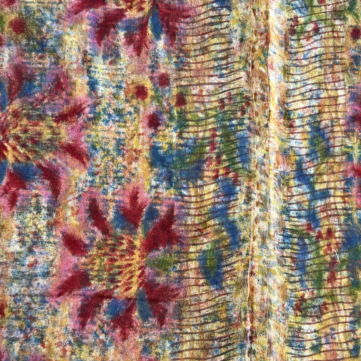 Full Kantha Dohar Quilt - Harlequin Garden / Carnelian - One of a Kind