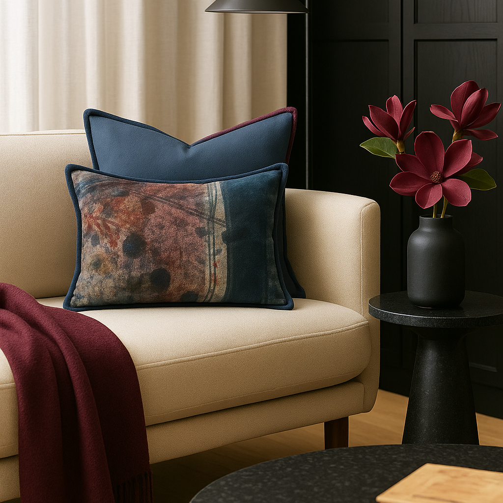 Cushion Cover - Abstract Mood / Damson - 40 x 60 - One of a Kind