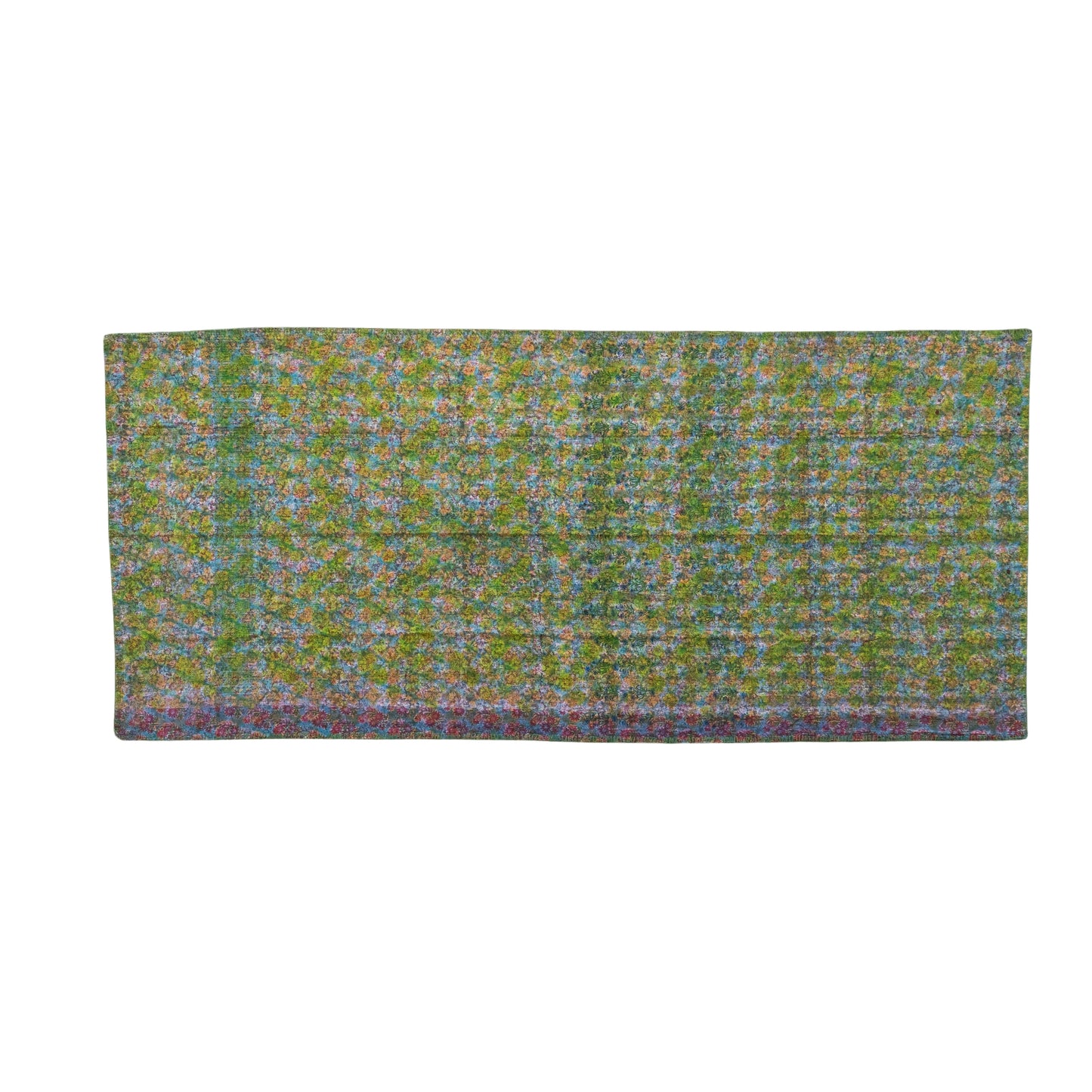 Half Kantha Doha Quilt - Pink Water Lilies / Moss - One of a Kind