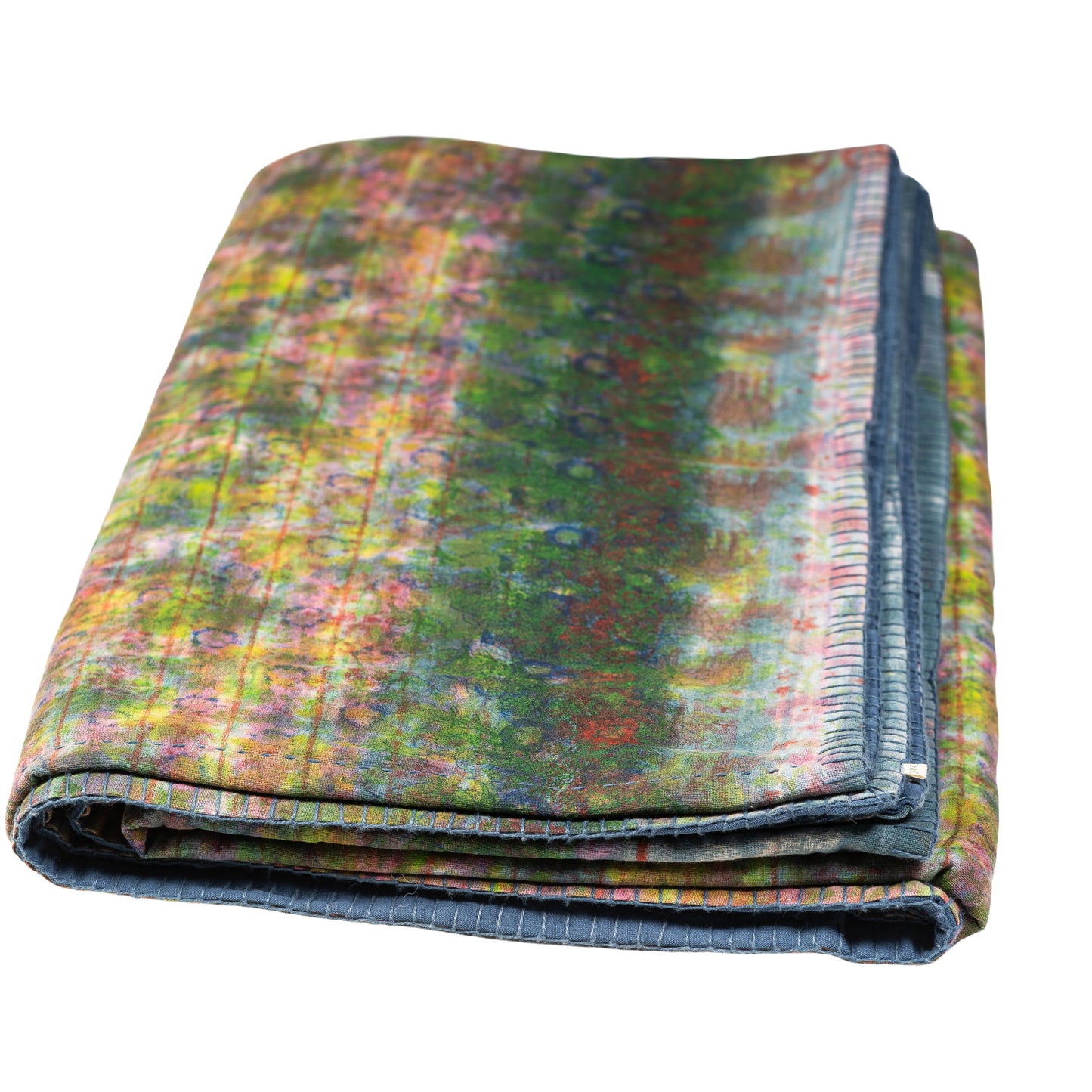 Half Kantha Doha Quilt - Jaipur Jewel / Blue Iris One-of-a-Kind Q.BI 106