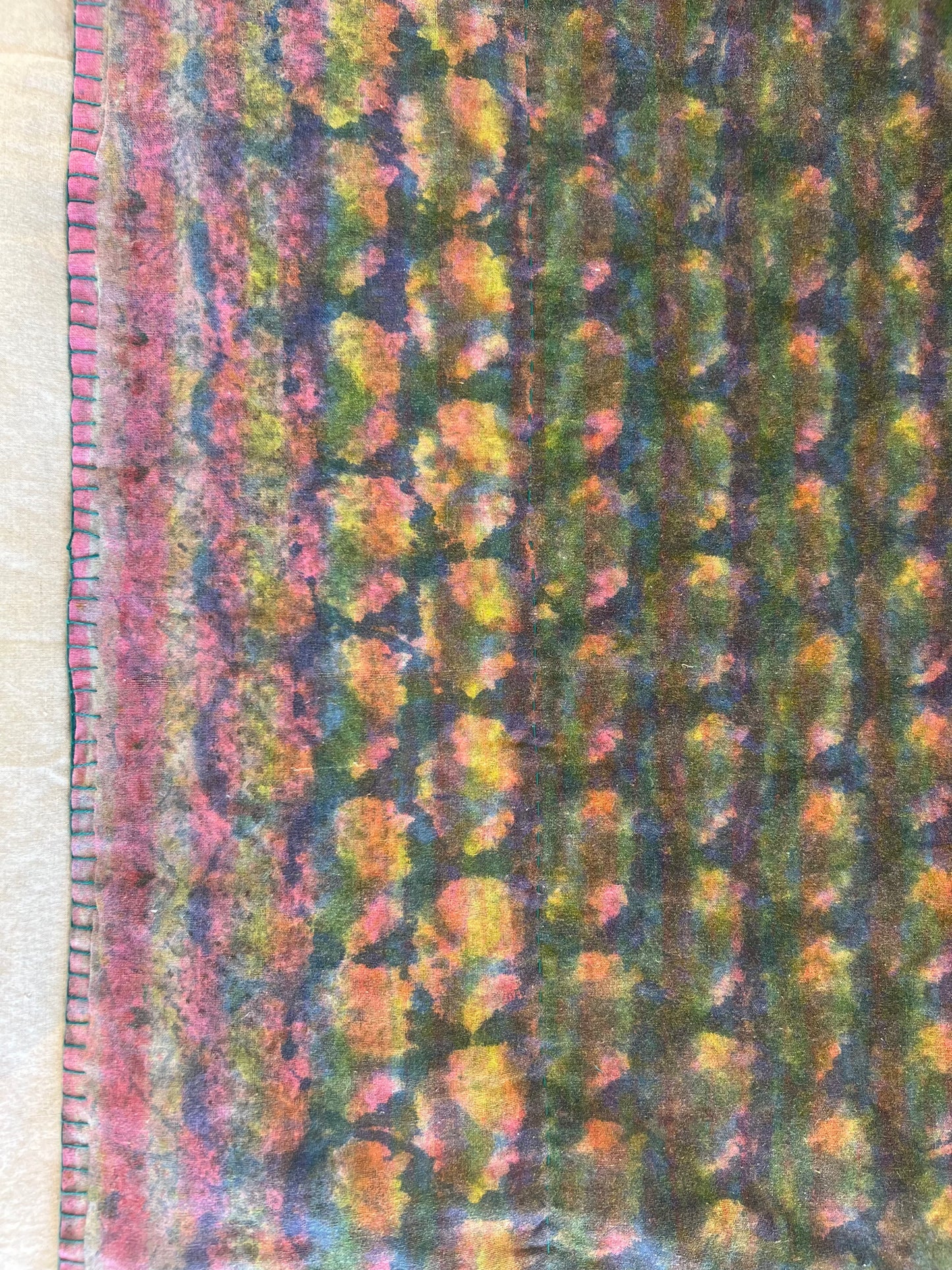 Full Kantha Dohar Quilt - Electric Teal / Jasper - One of a Kind