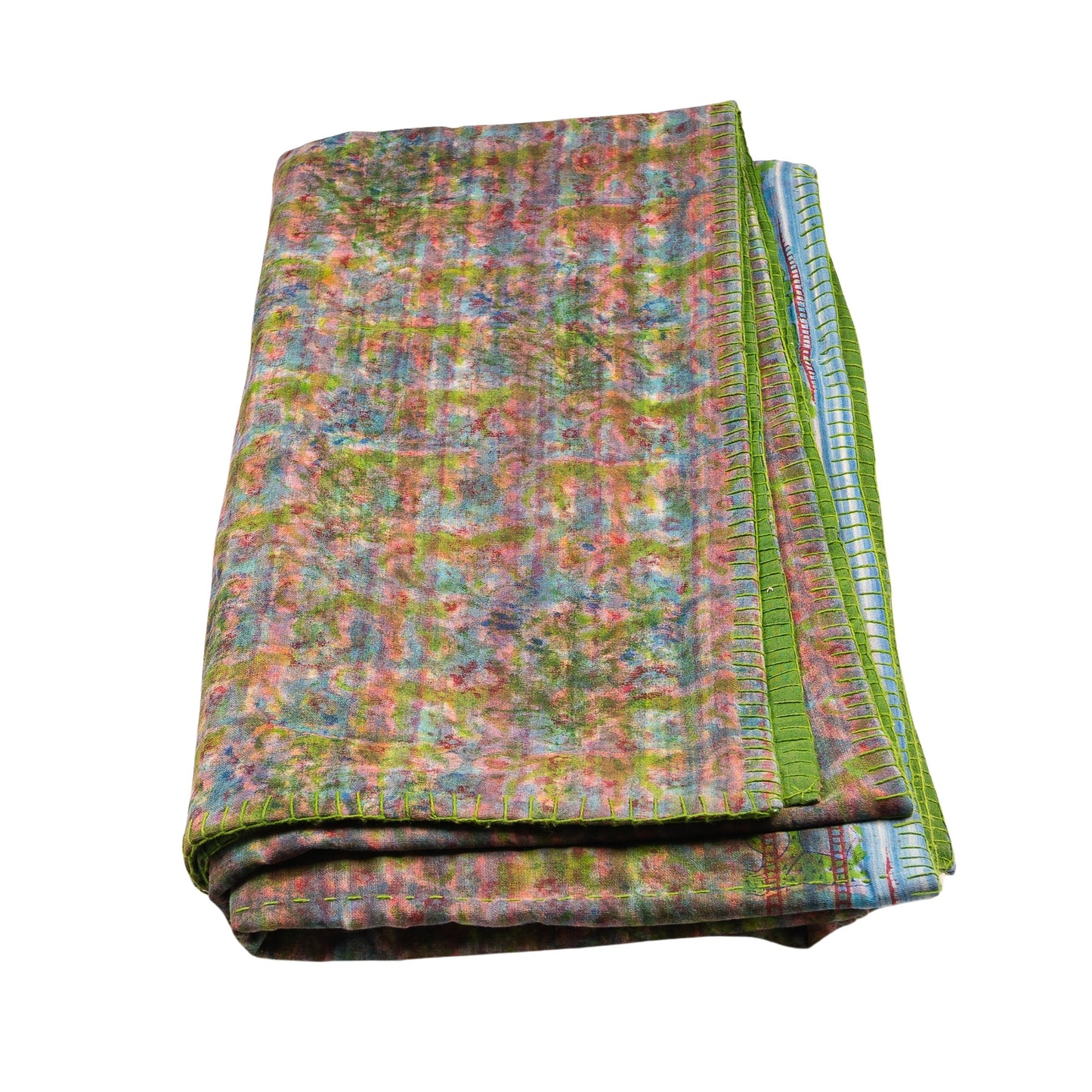 Half Kantha Doha Quilt - Spring Meadow / Moss - Limited Edition of 2