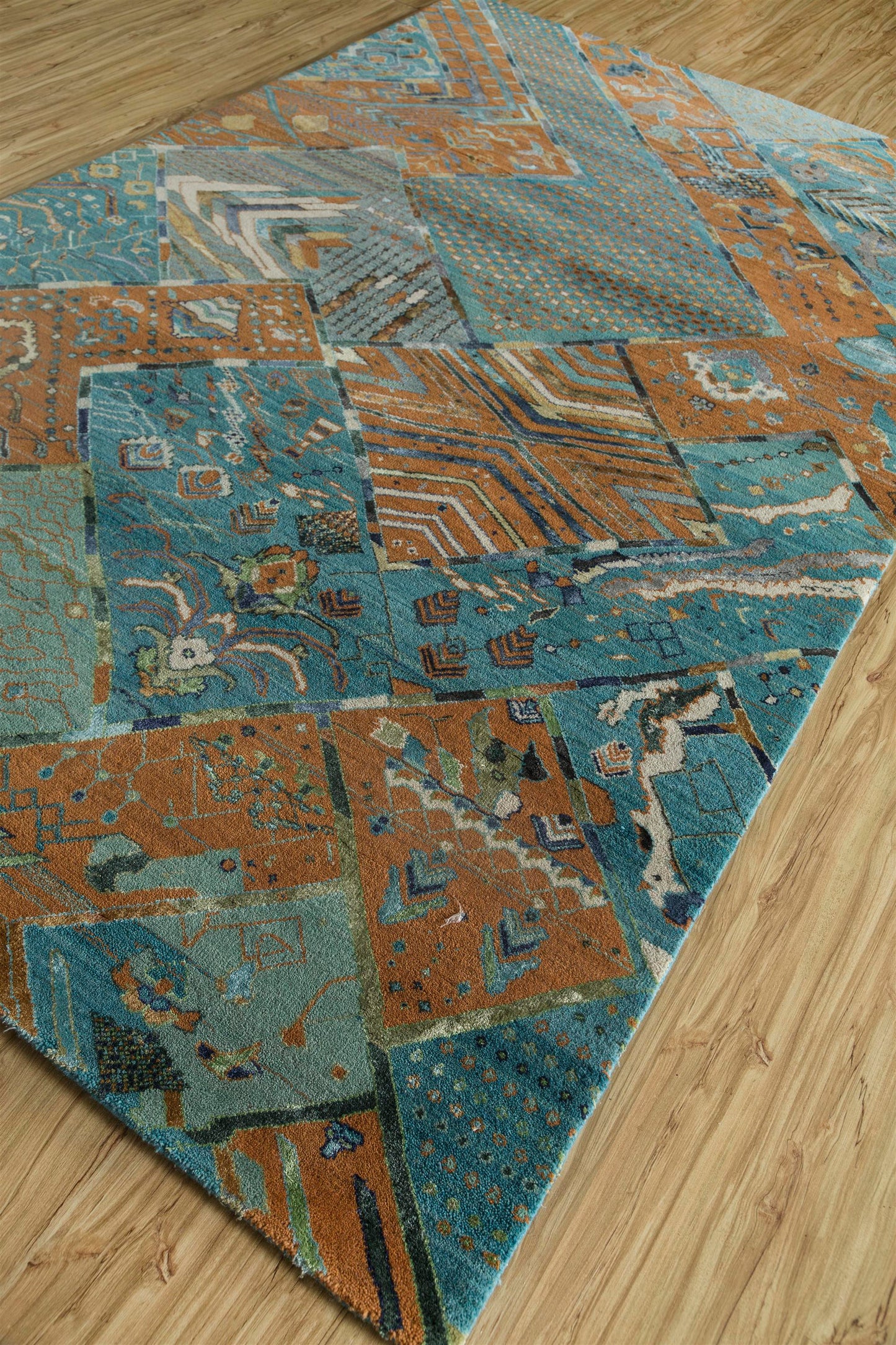 Mancaha Rug 150 x 240 cm Aqua and Pumpkin