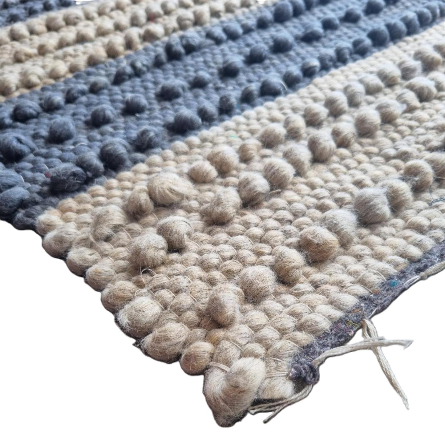 Handwoven Natural and Blue-Grey Wool Doormat
