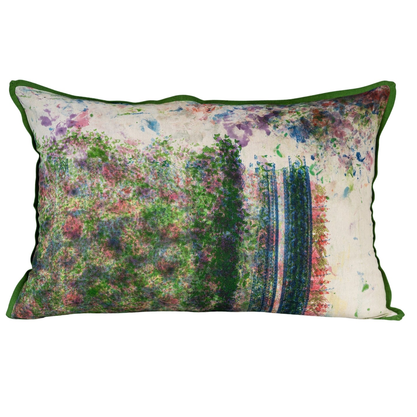 Cushion Cover - Rose Garden Painterly / Moss - 40 x 60 - One of a Kind