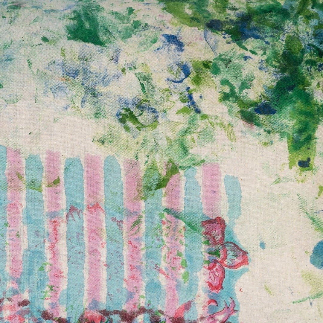 Cushion Cover - Painterly Candy Stripe / Moss 40 x 60 cm Limited Edition of 2