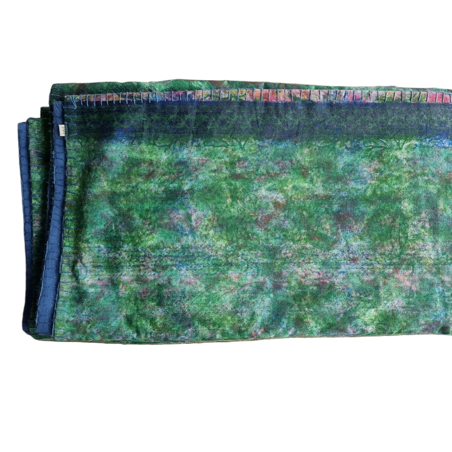 Full Kantha Dohar Quilt - Emerald Meadow / Blue Iris - One of a Kind