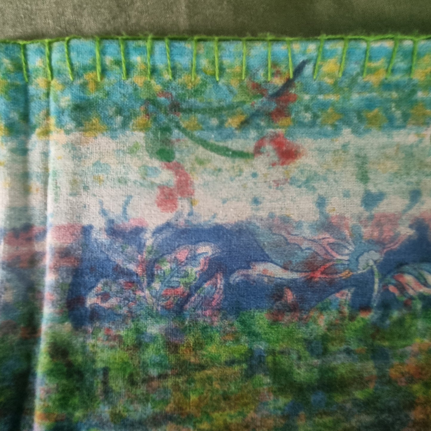 Half Kantha Dohar Quilt - Moody Emerald / Moss - One of a Kind