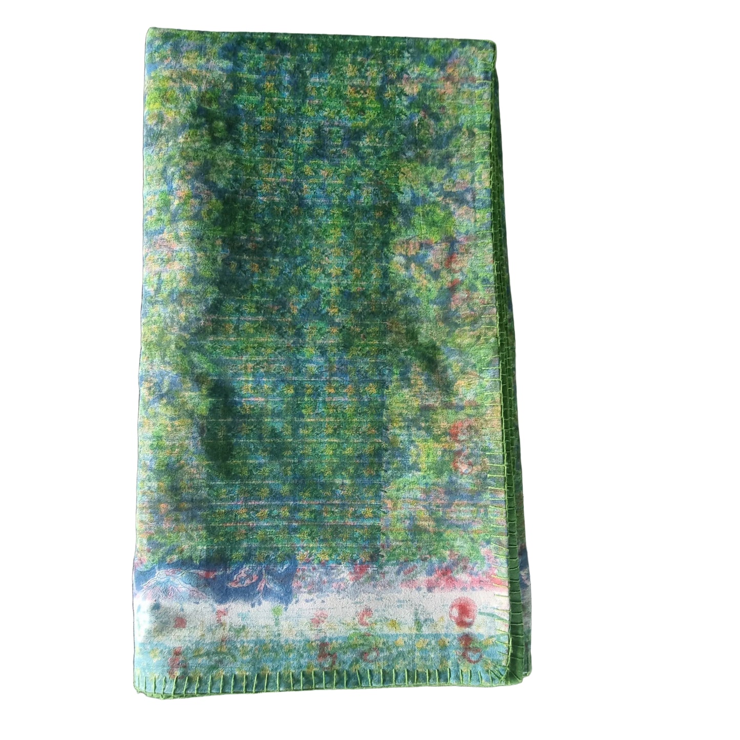 Half Kantha Dohar Quilt - Moody Emerald / Moss - One of a Kind