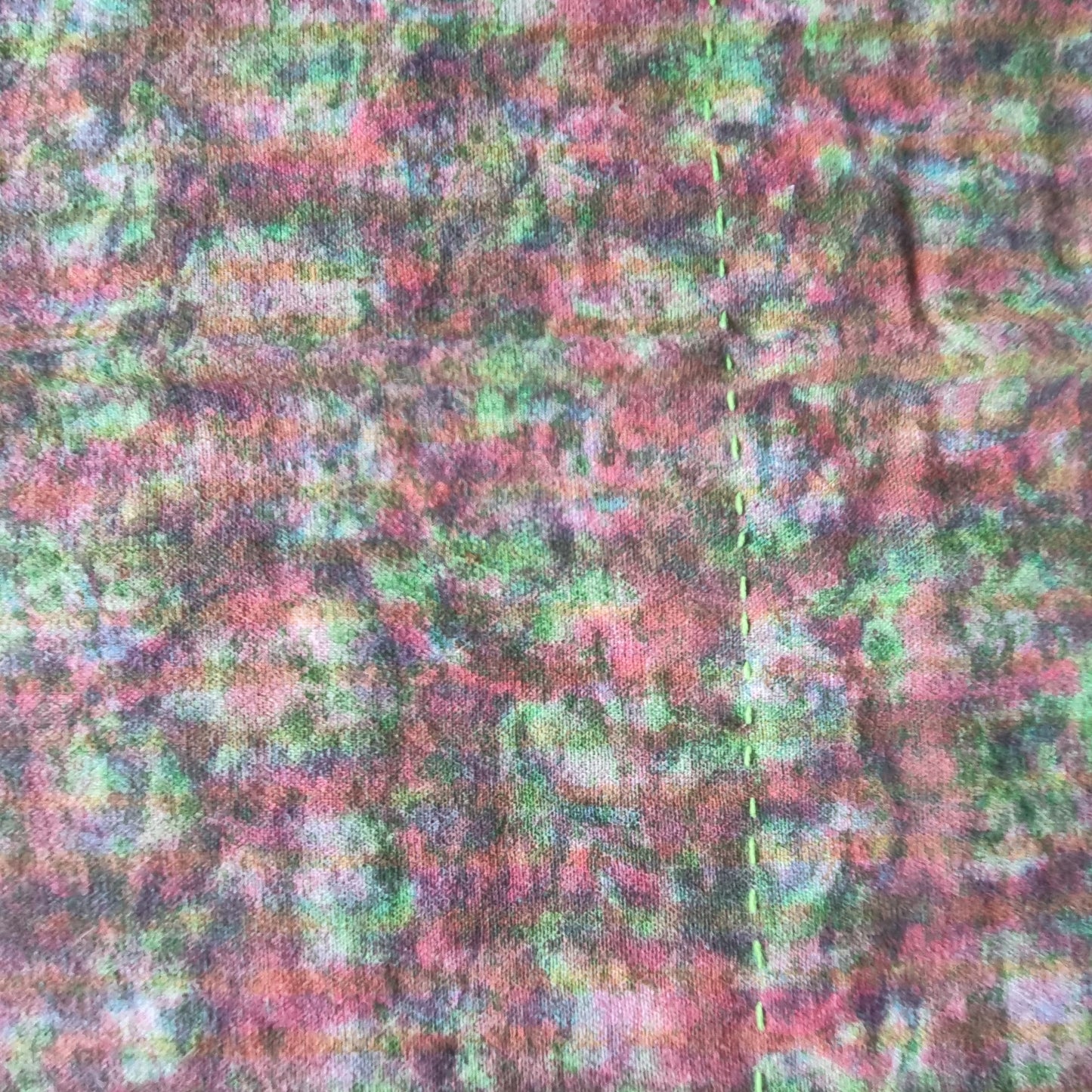 Half Kantha Dohar Quilt - Crimson Trails / Moss - One of a Kind