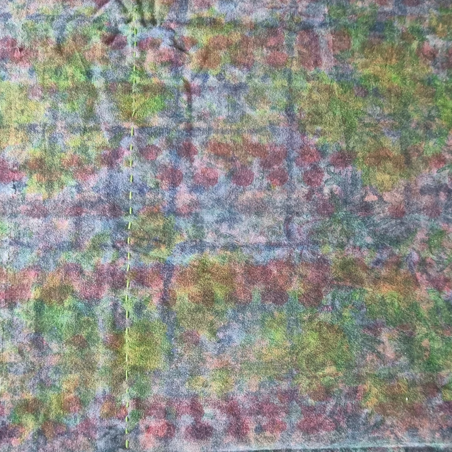 Half Kantha Dohar Quilt - Moody Plums / Moss - One of a Kind