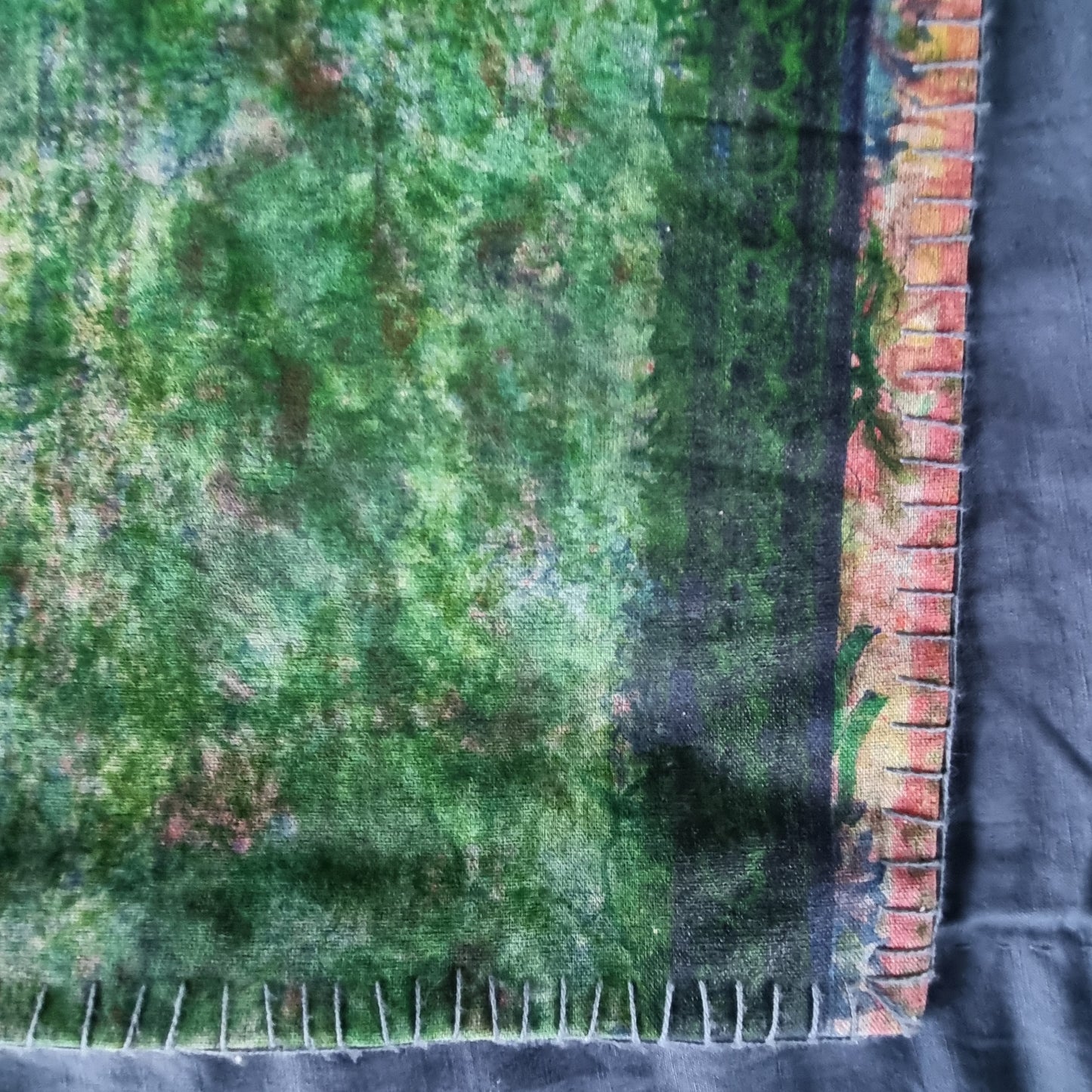 Full Kantha Dohar Quilt - Emerald Meadow / Blue Iris - One of a Kind