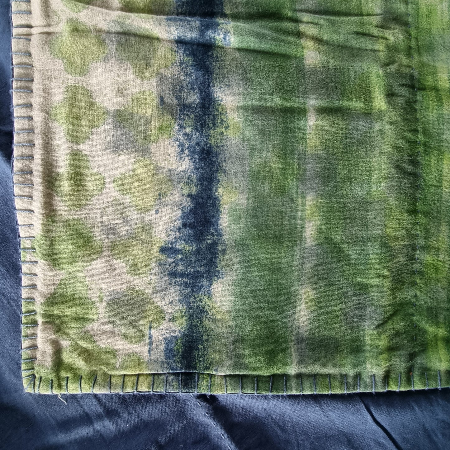 Full Kantha Dohar Quilt - Persian Emeralds / Blue Iris - One of a Kind