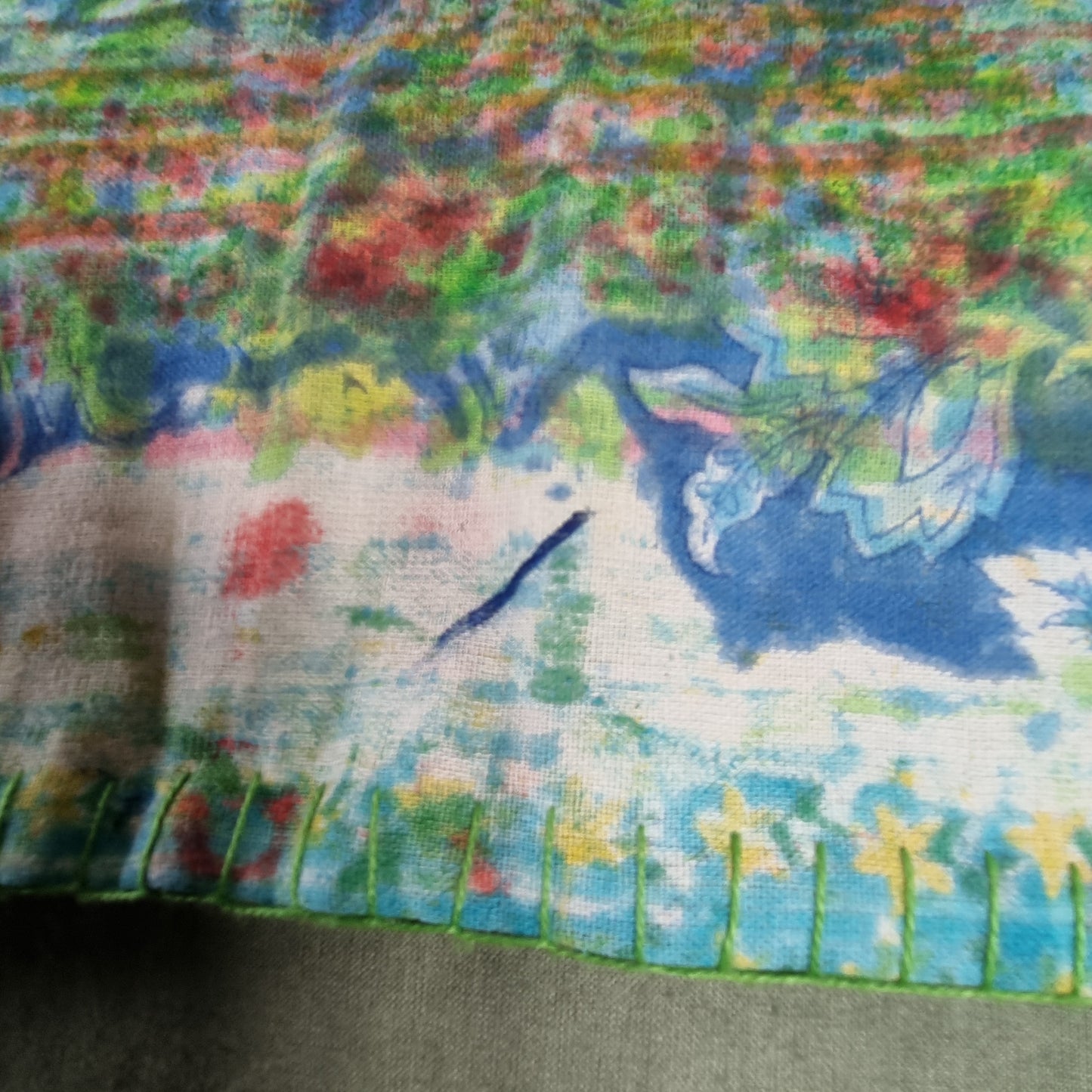 Half Kantha Doha Quilt - Summer Emerald Sapphire / Moss - One of a Kind