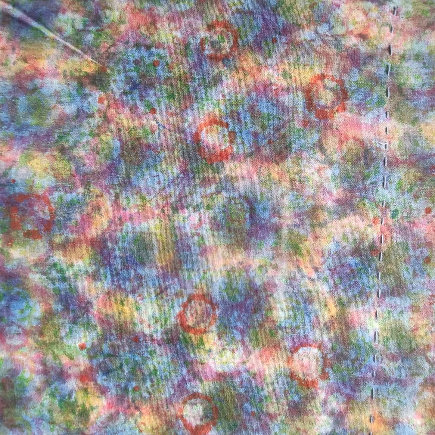 Half Kantha Dohar Quilt - Coral Beach / Iris Blue - One of a Kind