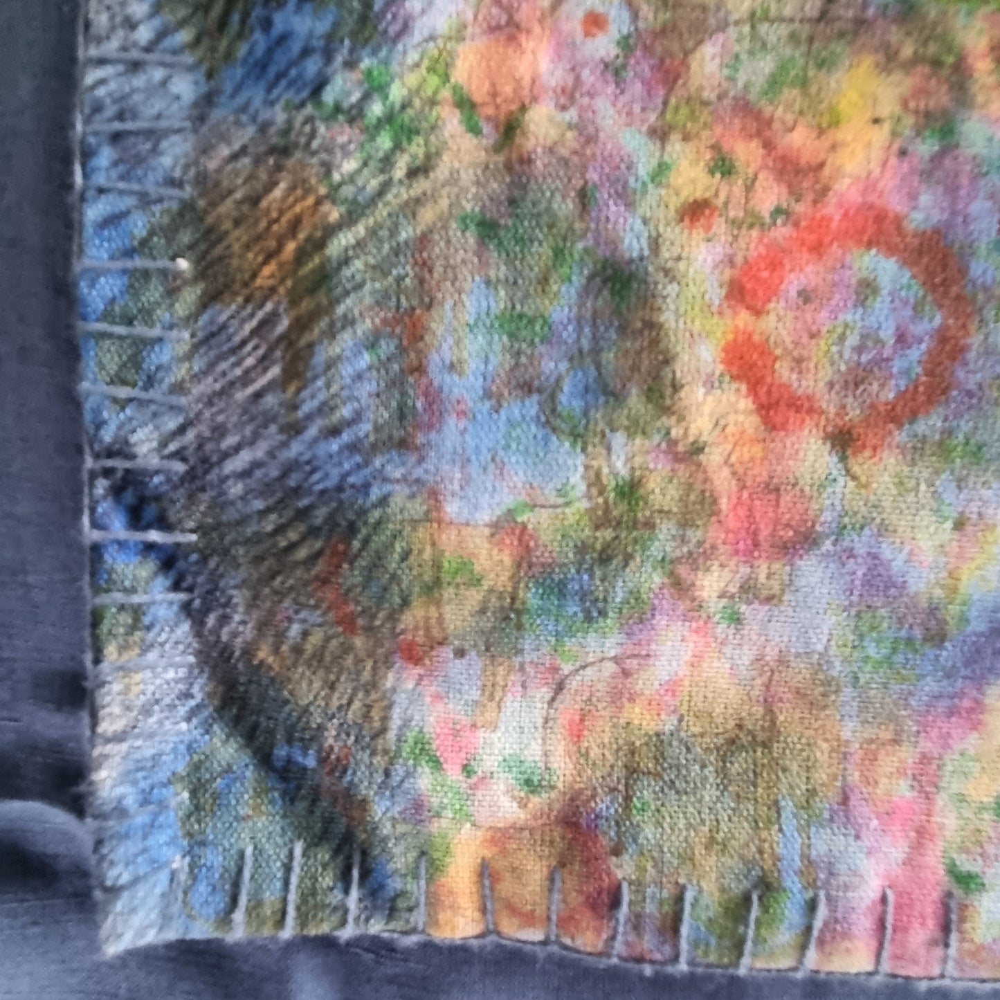 Half Kantha Dohar Quilt - Coral Beach / Iris Blue - One of a Kind