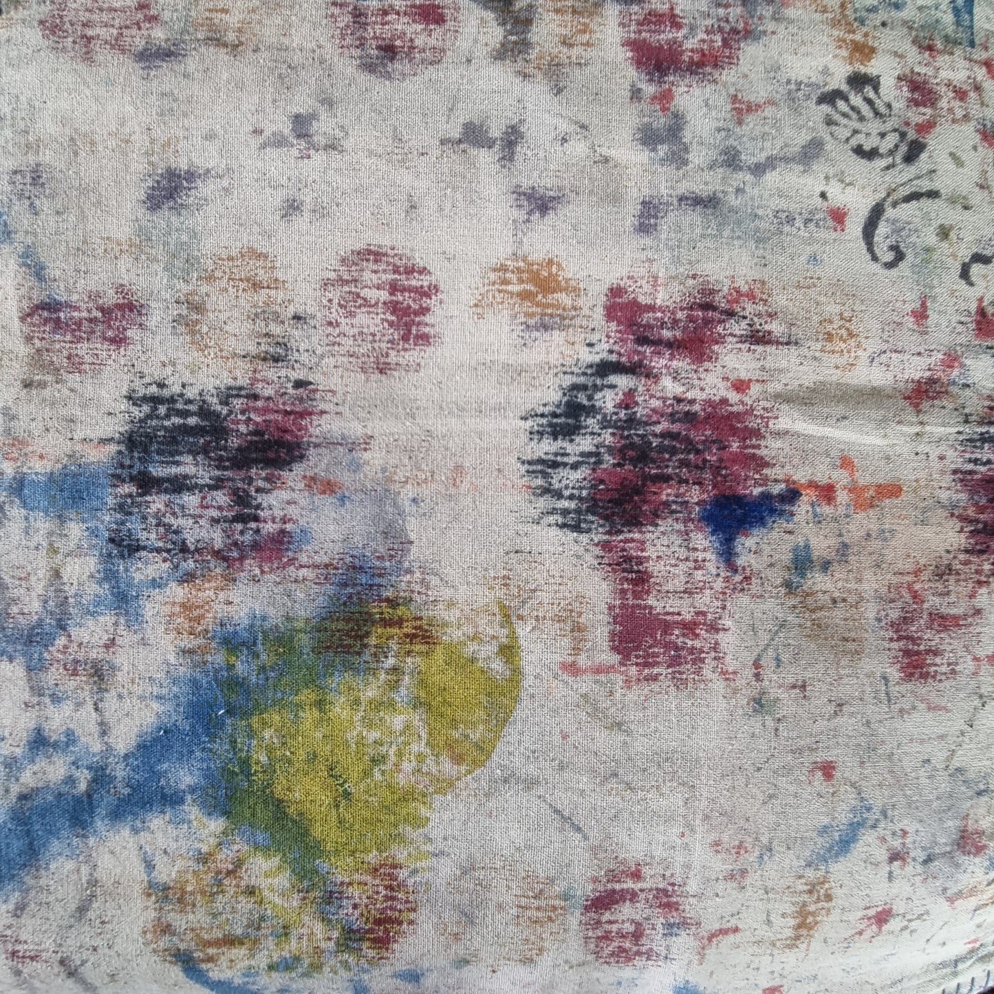 Half Kantha Doha Quilt - Blue Abstract / Blue Iris - One of a Kind