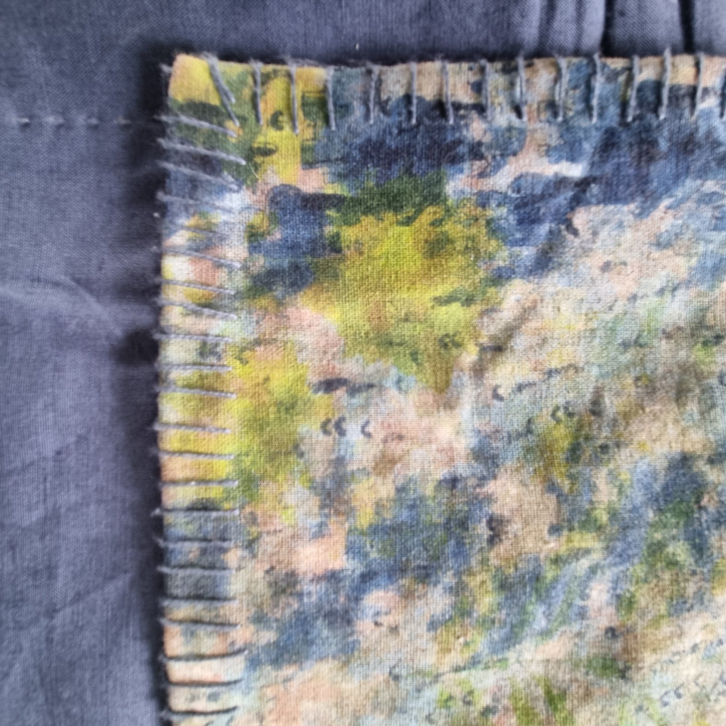 Half Kantha Doha Quilt - Water Garden / Blue Iris - One of a Kind
