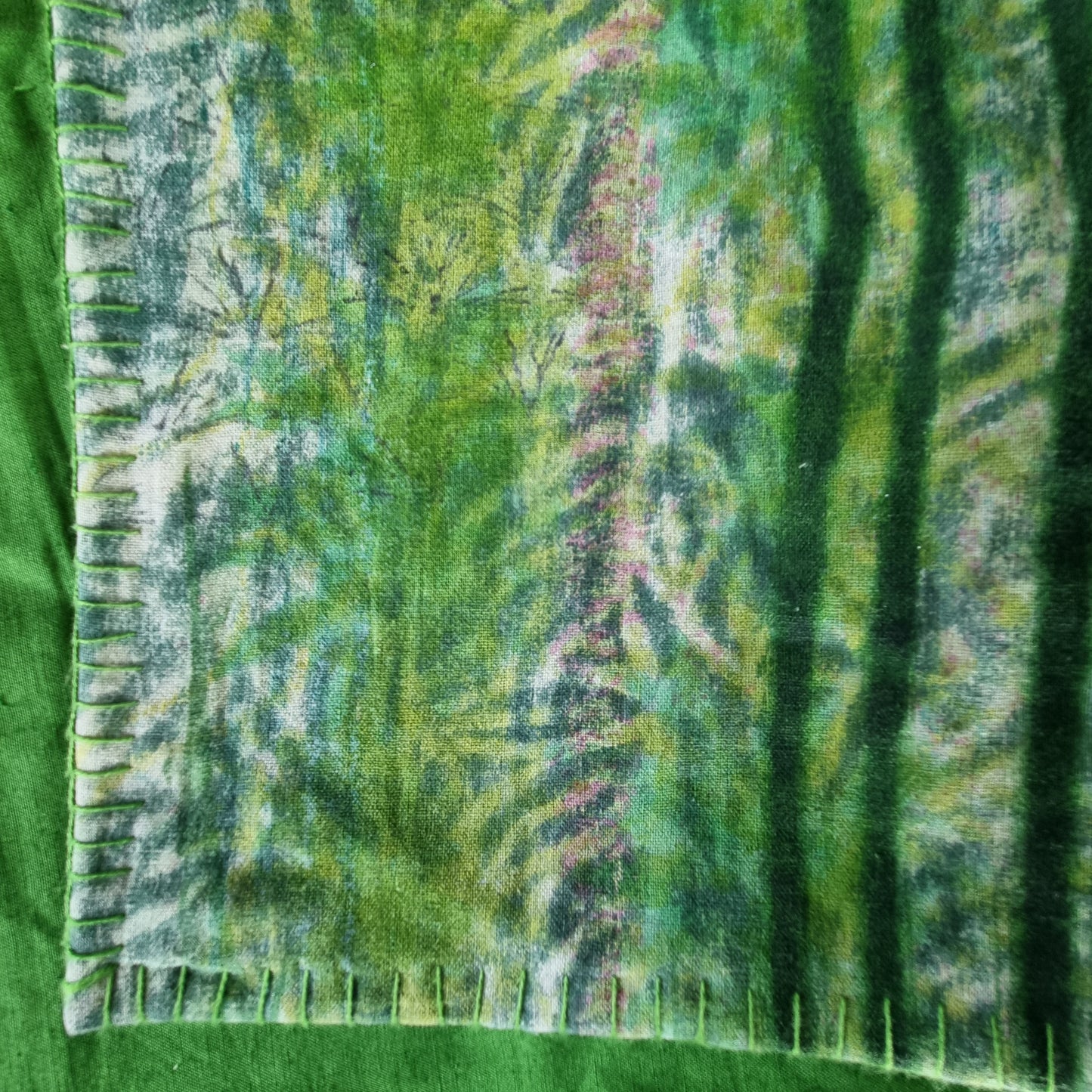 Full Kantha Doha Quilt - Bamboo Forest / Moss - One of a Kind