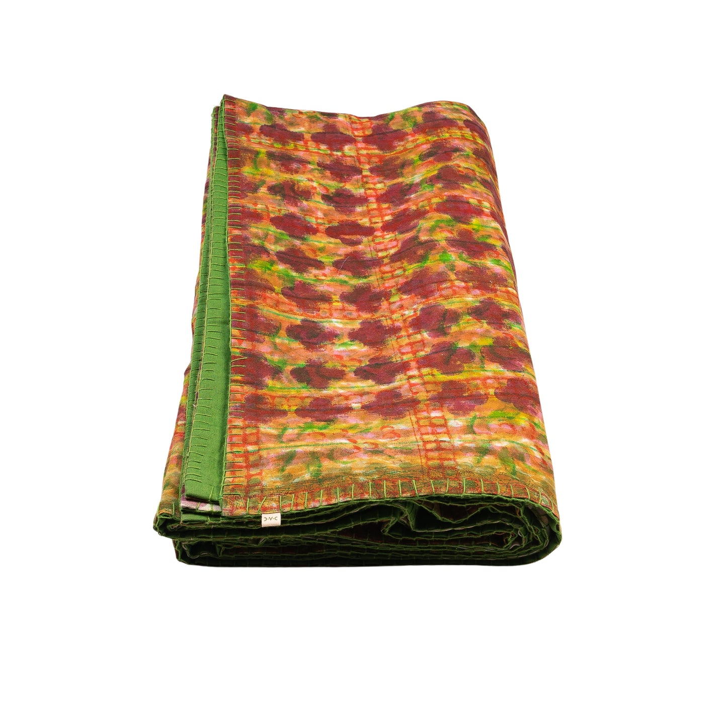 Half Kantha Dohar Quilt - Underprint - Lattice / Moss