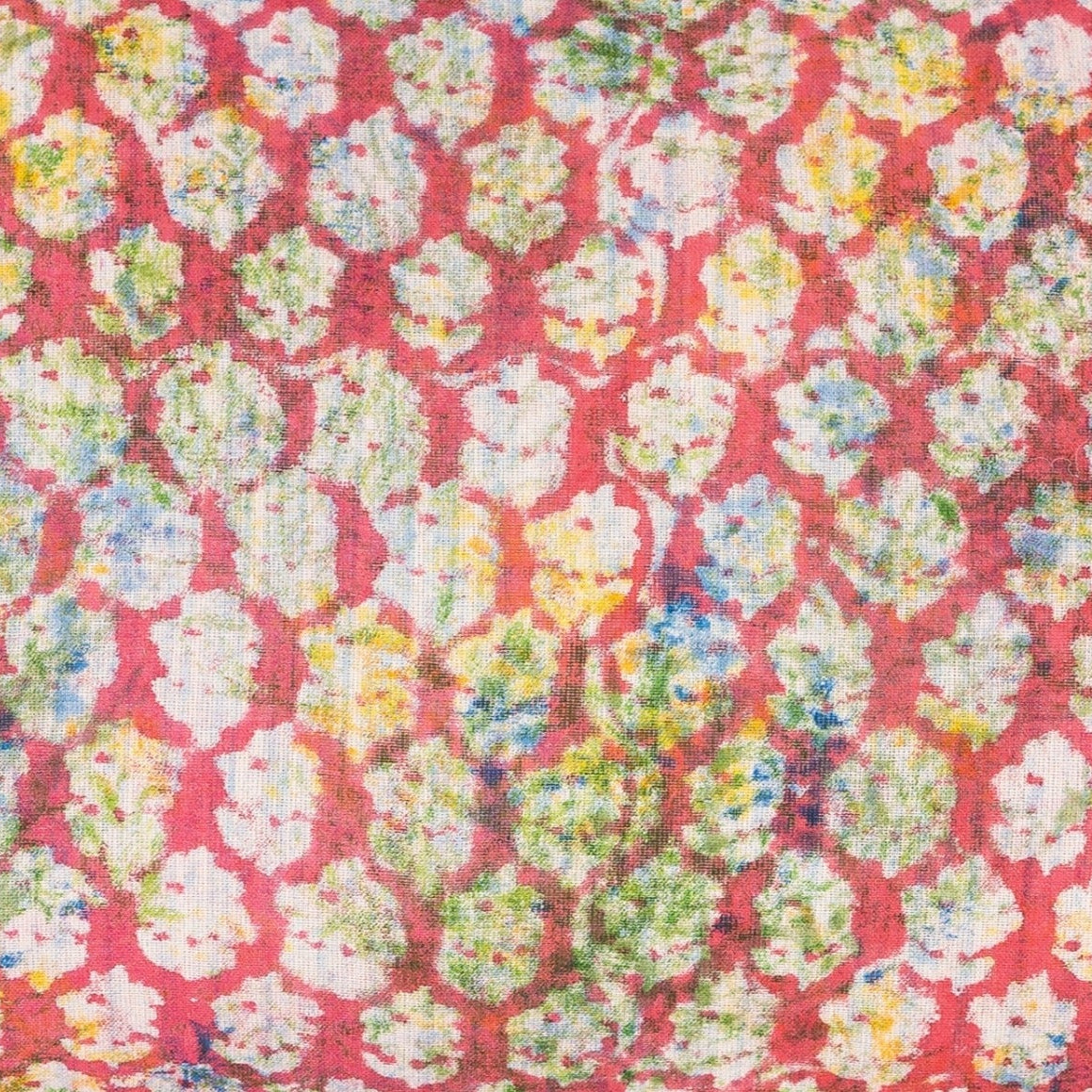 Half Kantha Dohar Quilt - Pink City / Moss One-of-a-Kind