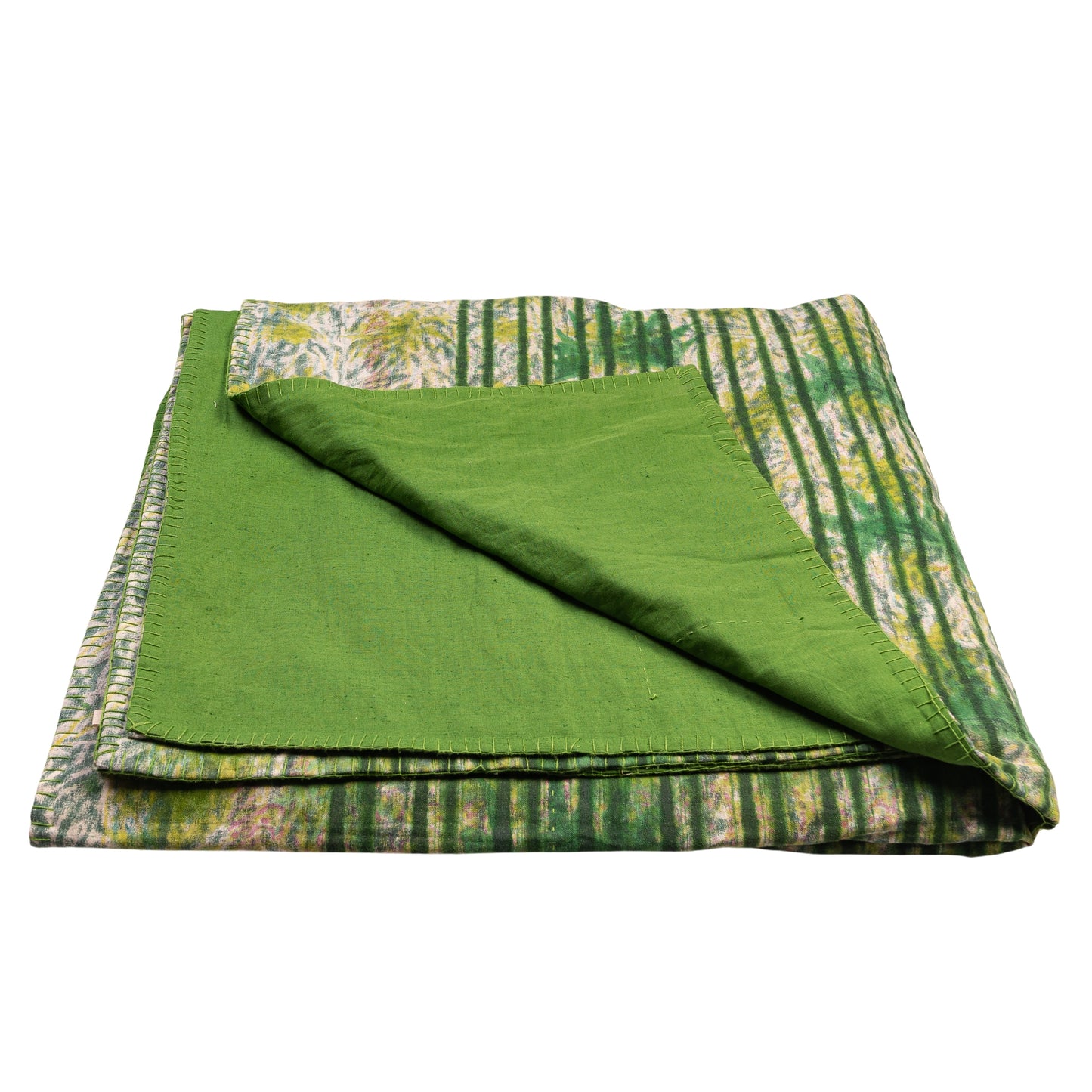 Full Kantha Doha Quilt - Bamboo Forest / Moss -One-of-a-Kind