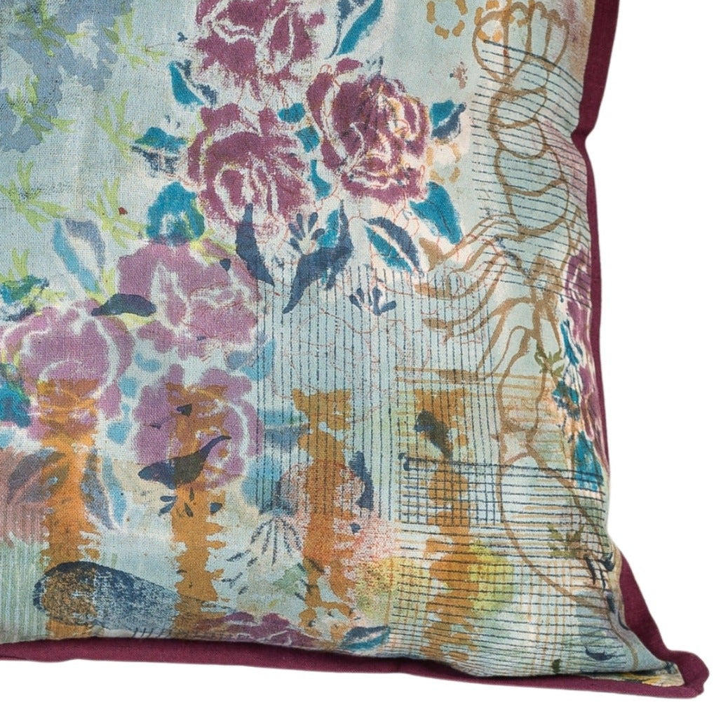 Cushion Cover - Vintage Rose Lobster / Damson - 55 x 55 Series of 1