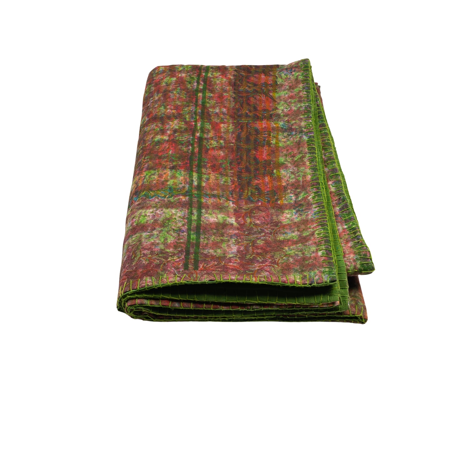 Half Kantha Dohar Quilt - Moss Q.M.108