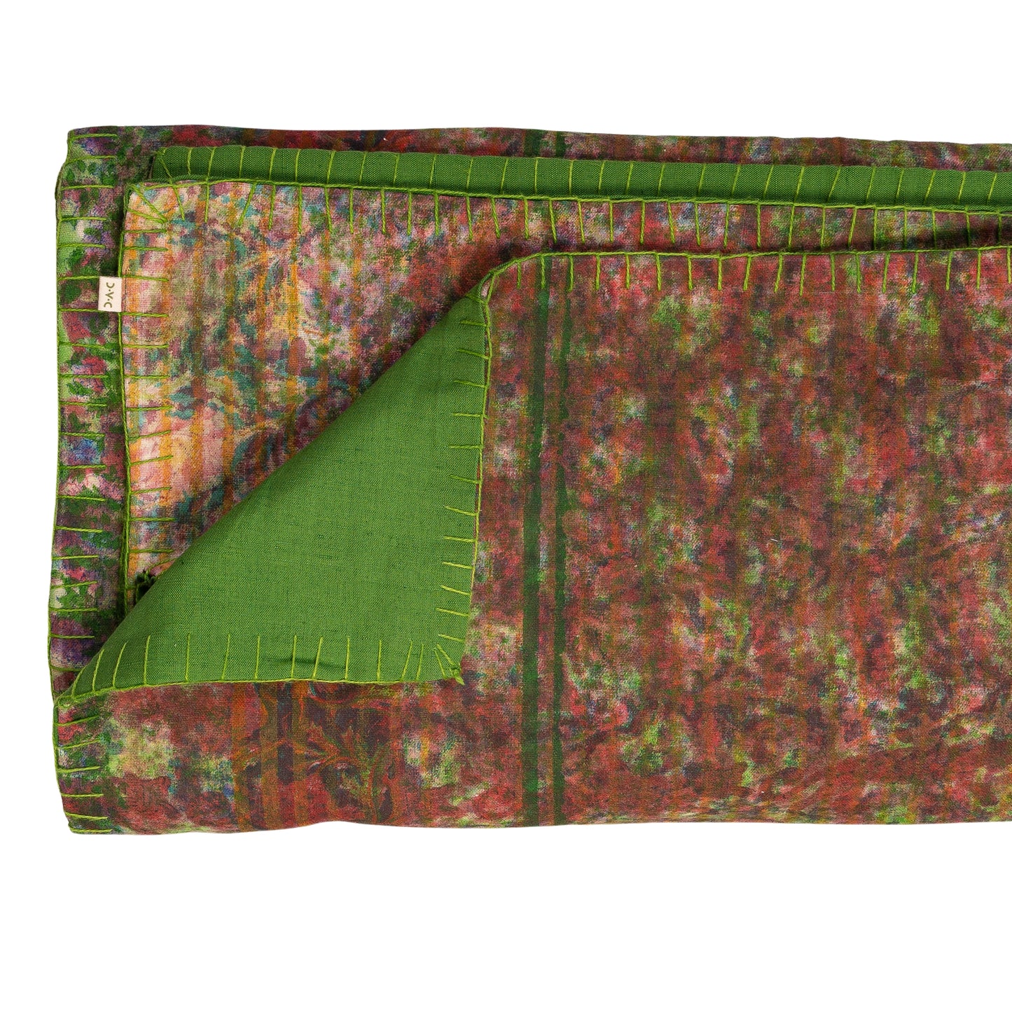 Half Kantha Dohar Quilt - Moss Q.M.108