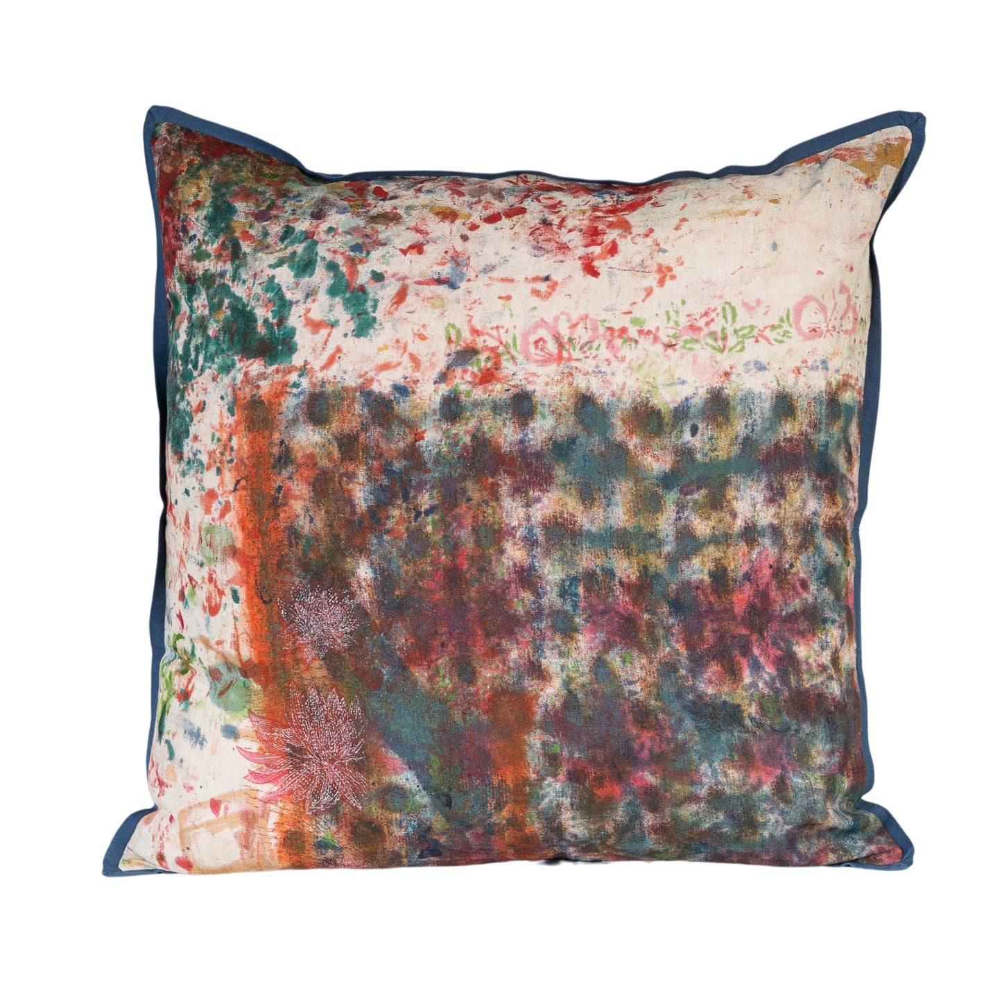 Cushion Cover - Lotus Storm / Blue Iris - 55 x 55 - One of a Kind
