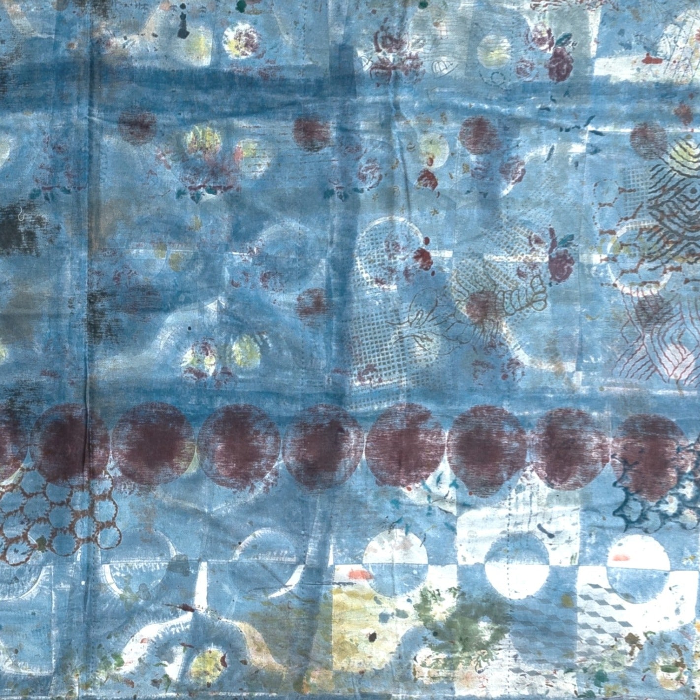 Half Kantha Doha Quilt - Blue Iris Q.BI 102