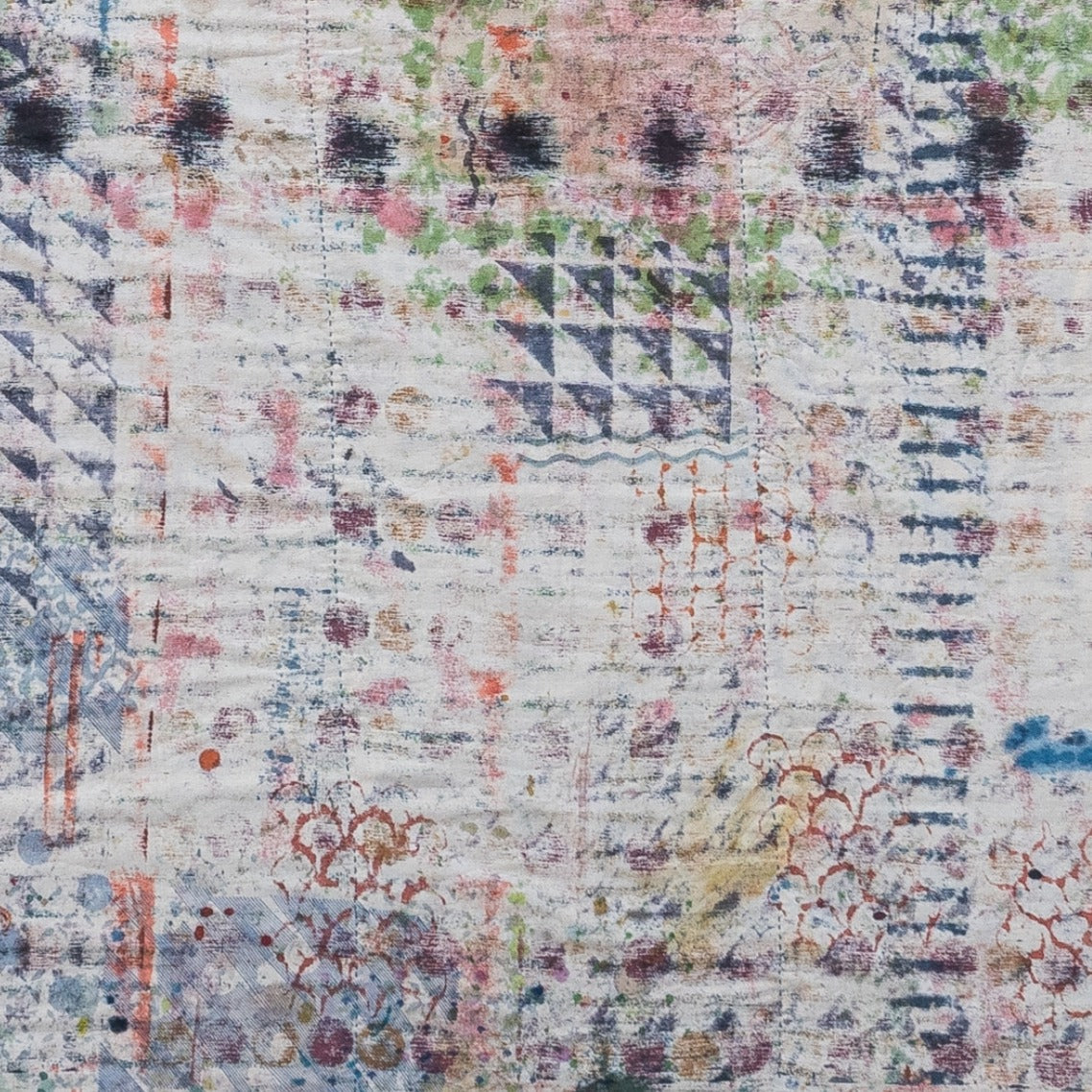 Half Kantha Doha Quilt - Blue Iris Q.BI 115