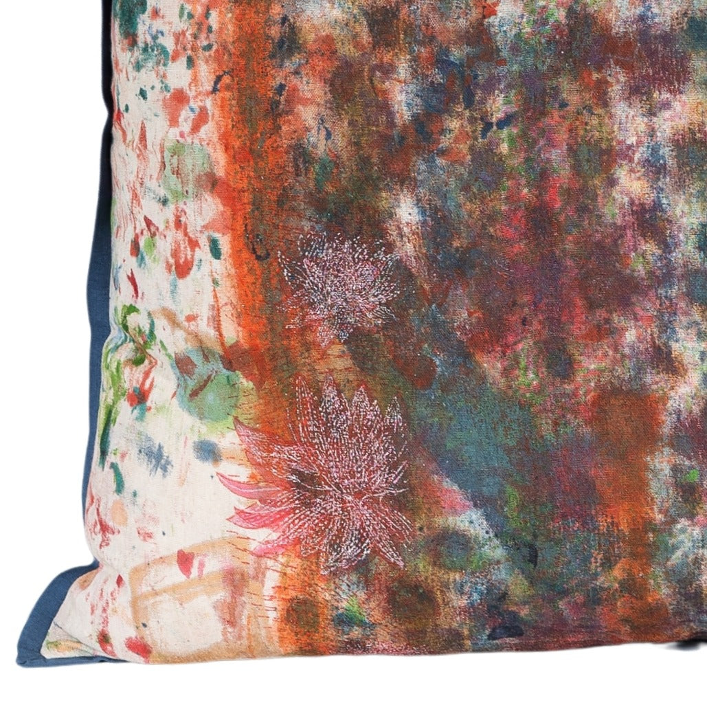 Cushion Cover - Lotus Storm / Blue Iris - 55 x 55 - One of a Kind