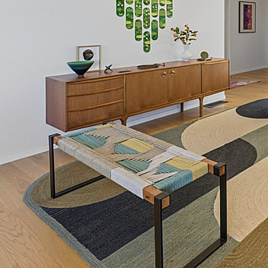 Hand Woven Bench Seat - Jasper and Citrine