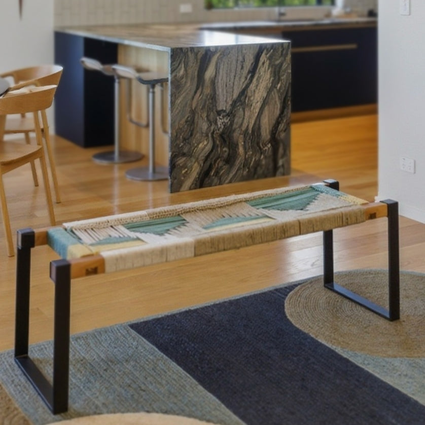 Hand Woven Bench Seat - Jasper and Citrine
