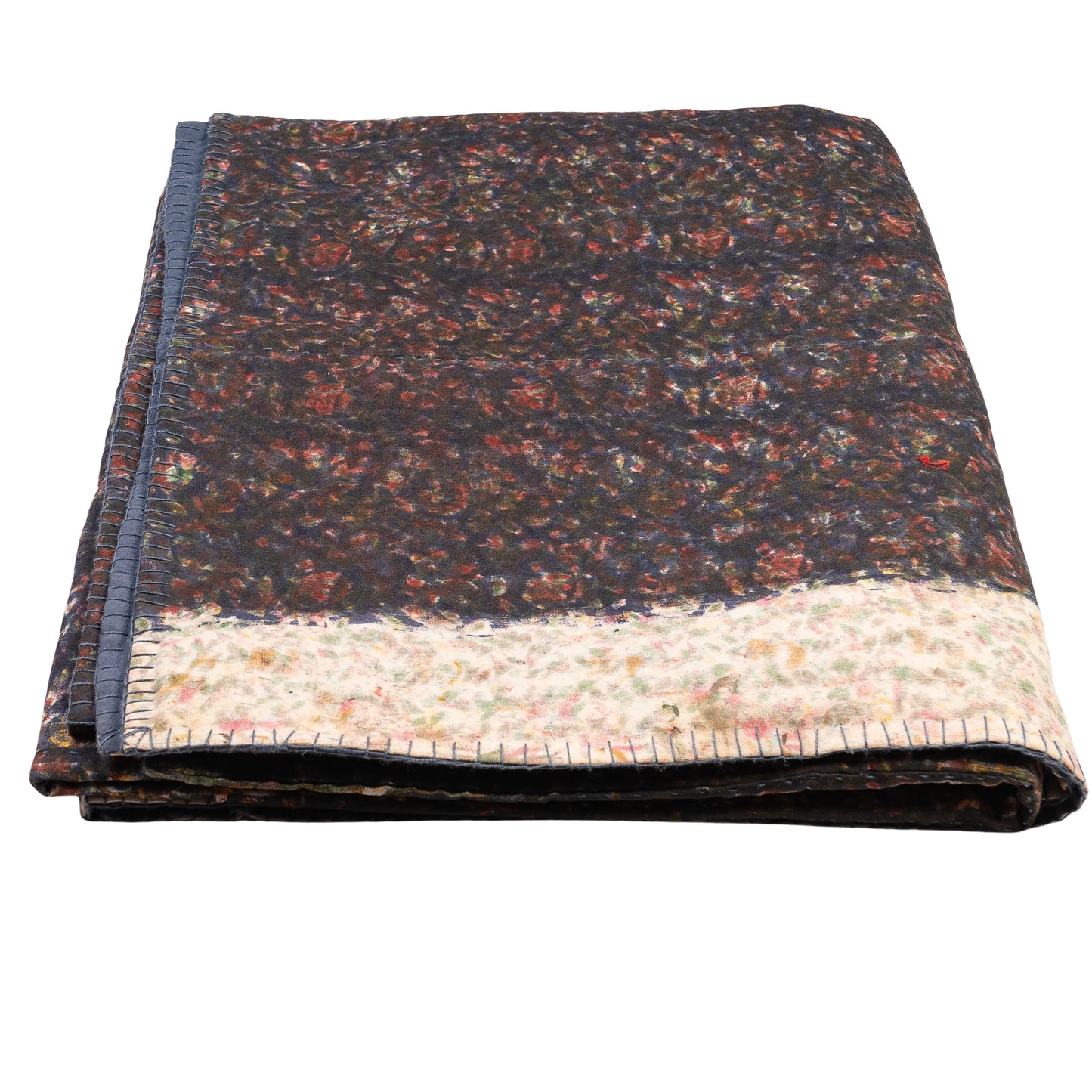 Full Kantha Dohar Quilt - Cerise Indigo Blooms / Blue Iris - One of a Kind