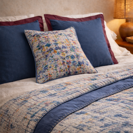 Half Kantha Doha Quilt - Blue Iris Q.BI 107