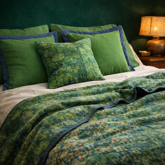 Full Kantha Doha Quilt - Blue Iris Q.BI 104