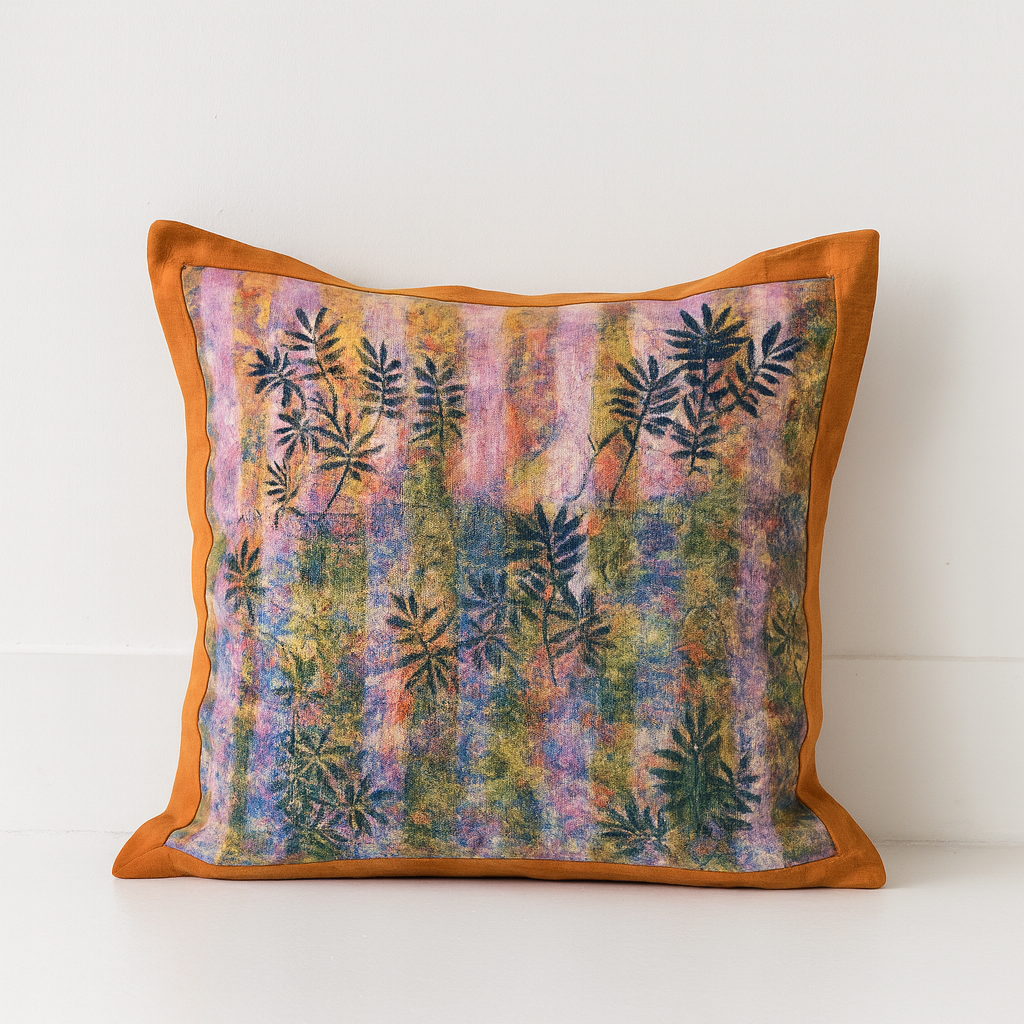 Cushion Cover - Botanical Stripe / Carnelian - 50 x 50 - One of a Kind