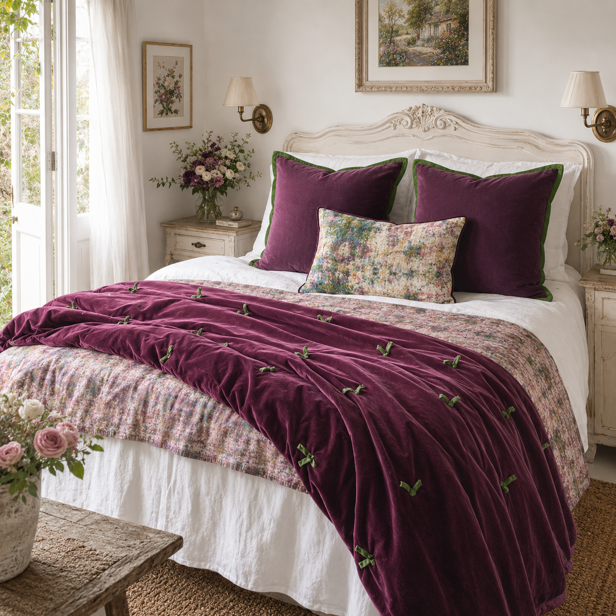 Half Kantha Doha Quilt - Dream Weaver / Damson