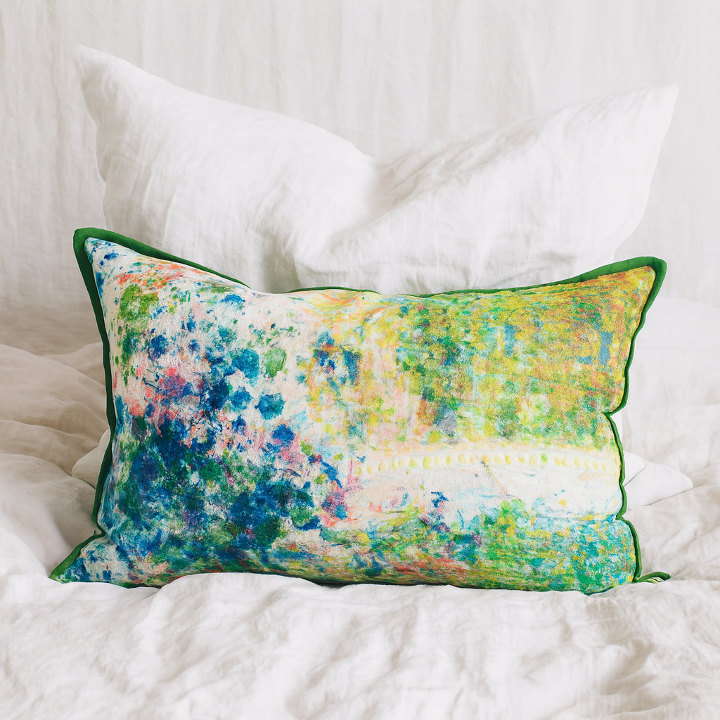 Cushion Cover - Painterly Garden / Moss 40 x 60 cm One-of-a-Kind
