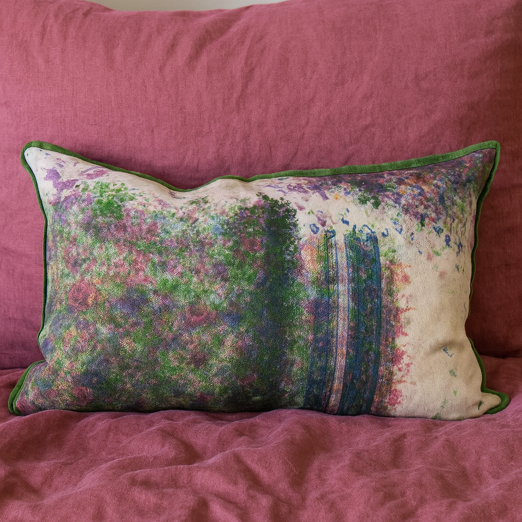 Cushion Cover - Rose Garden Painterly / Moss - 40 x 60 - One of a Kind