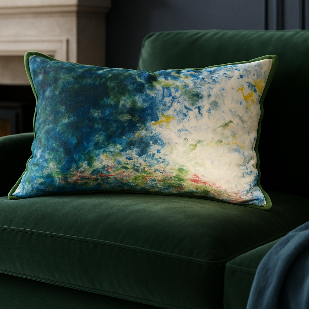 Cushion Cover - Painterly Storm / Moss 40 x 60 cm One-of-a-Kind