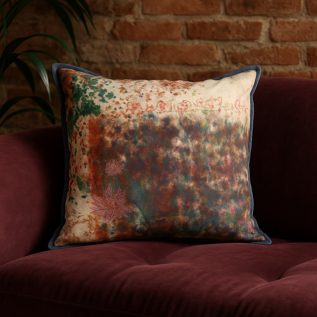 Cushion Cover - Lotus Storm / Blue Iris - 55 x 55 - One of a Kind
